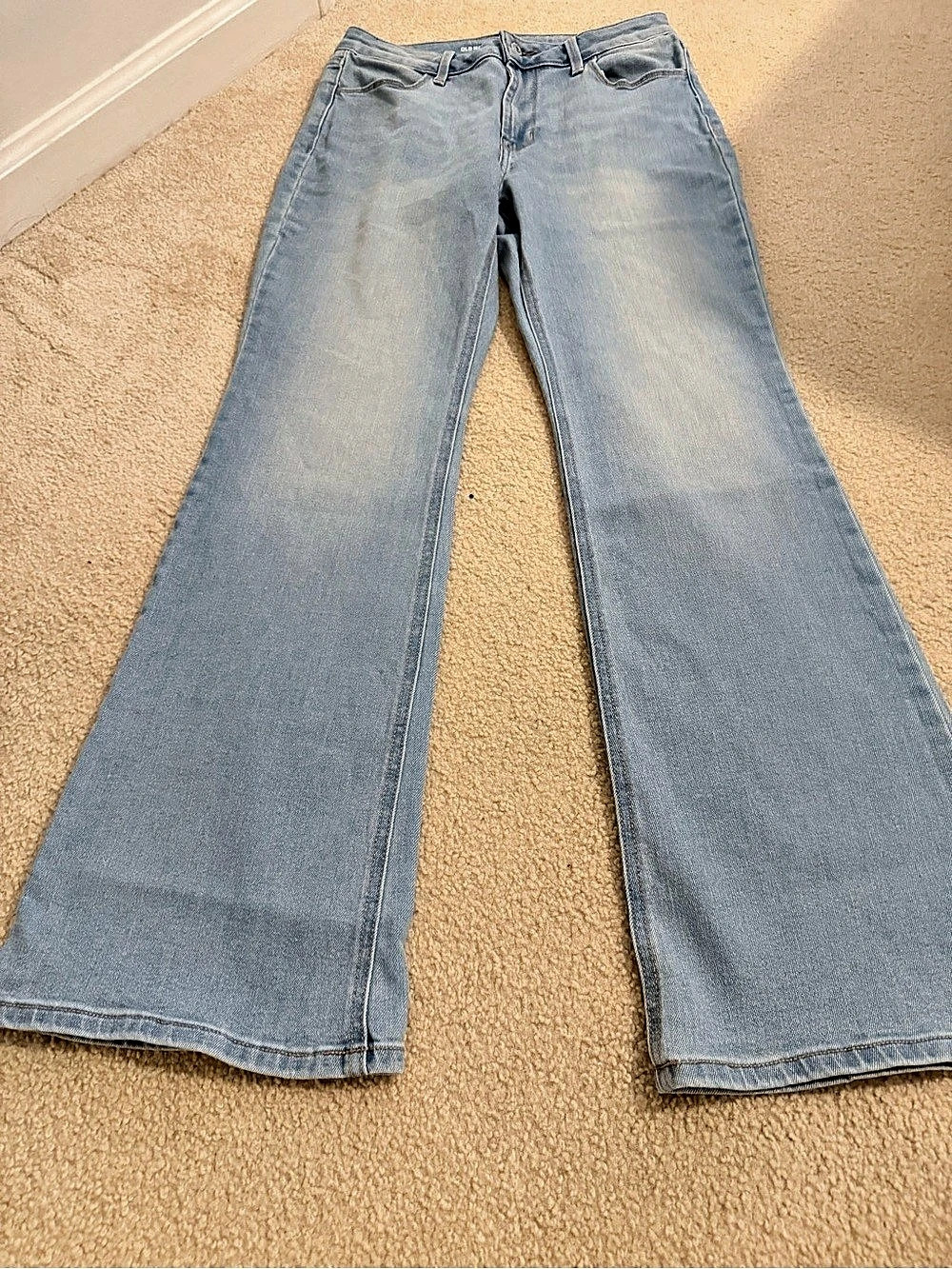 Old Navy High Rise Wow Flare Wide Leg Jeans in Blue Size 4 Like New